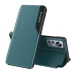 For Xiaomi 12 Pro Side Display Flip Leather Phone Case with Holder(Green)