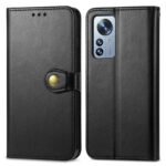 For Xiaomi 12 Pro Solid Color Leather Buckle Phone Case(Black)