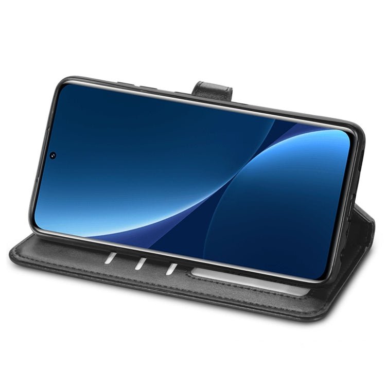 For Xiaomi 12 Pro Solid Color Leather Buckle Phone Case(Black)