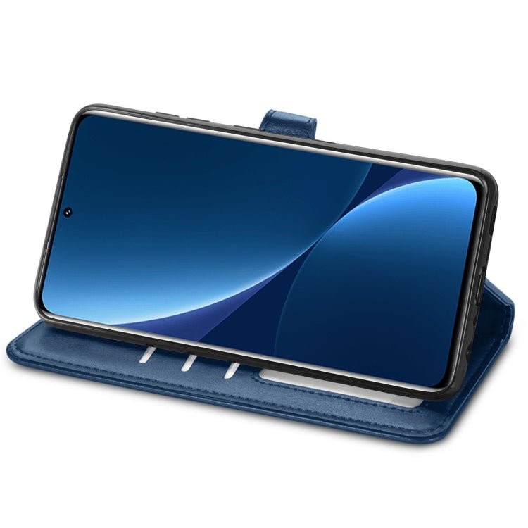For Xiaomi 12 Pro Solid Color Leather Buckle Phone Case(Blue)