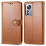 For Xiaomi 12 Pro Solid Color Leather Buckle Phone Case(Brown)