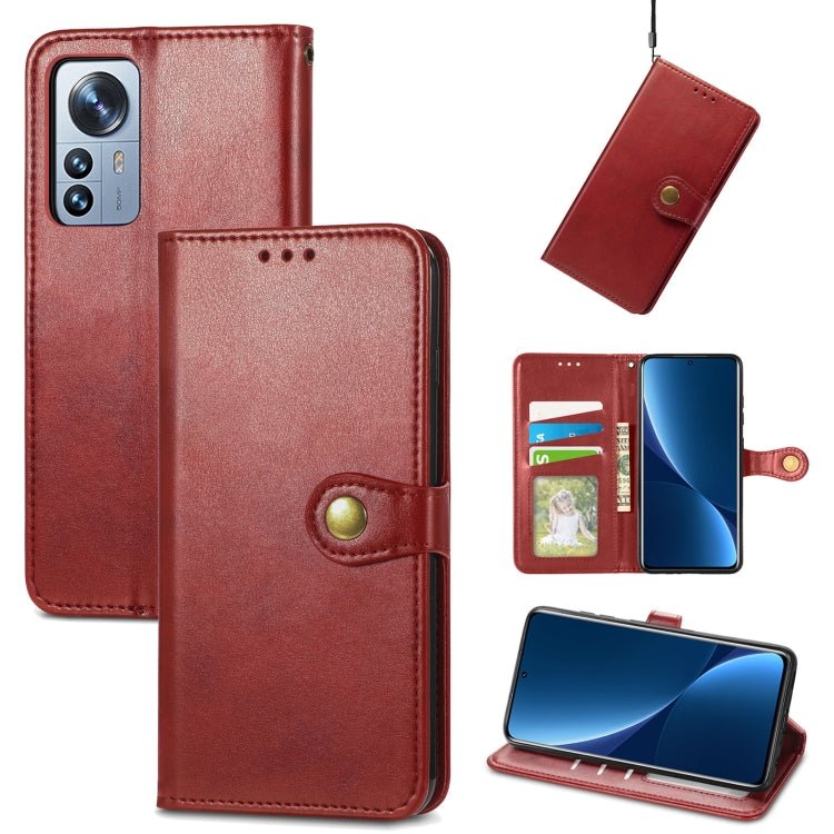For Xiaomi 12 Pro Solid Color Leather Buckle Phone Case(Red)
