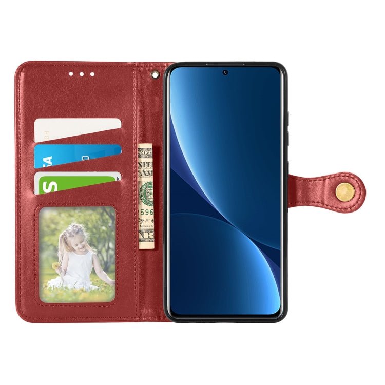 For Xiaomi 12 Pro Solid Color Leather Buckle Phone Case(Red)