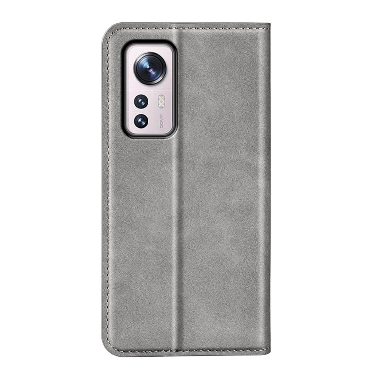 For Xiaomi 12 Pro Retro-skin Magnetic Suction Leather Phone Case(Grey)
