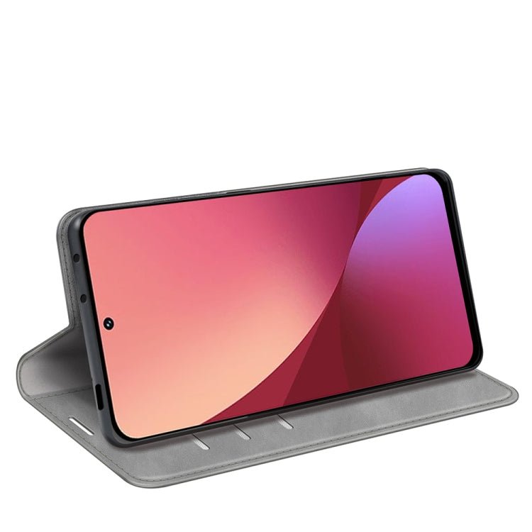 For Xiaomi 12 Pro Retro-skin Magnetic Suction Leather Phone Case(Grey)