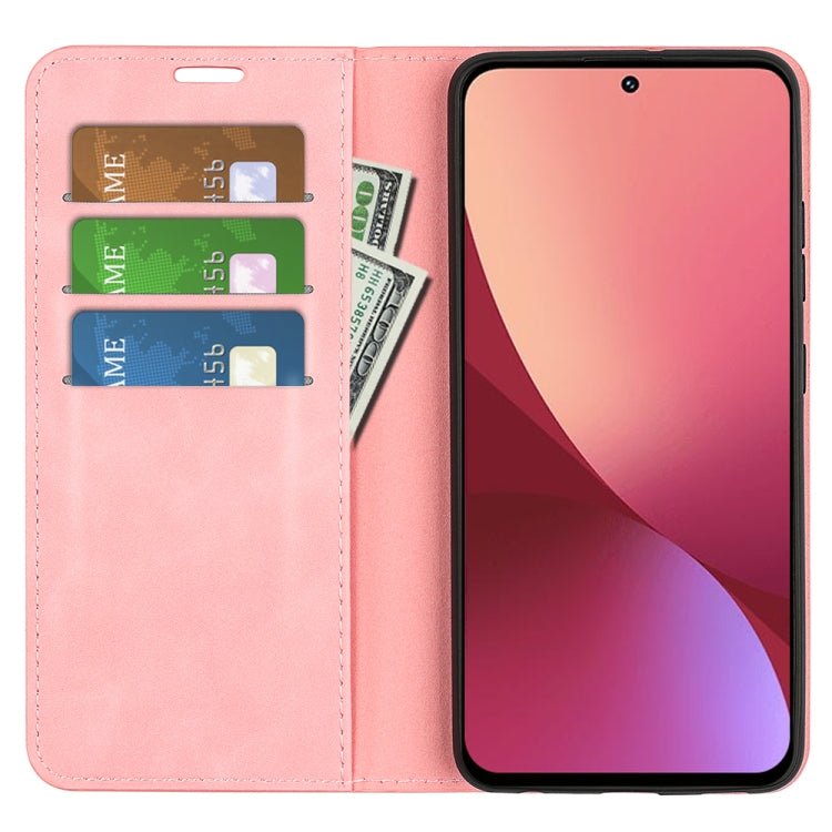 For Xiaomi 12 Pro Retro-skin Magnetic Suction Leather Phone Case(Pink)