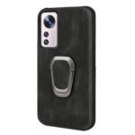 Ring Holder PU Phone Case For Xiaomi 12 Pro(Black)