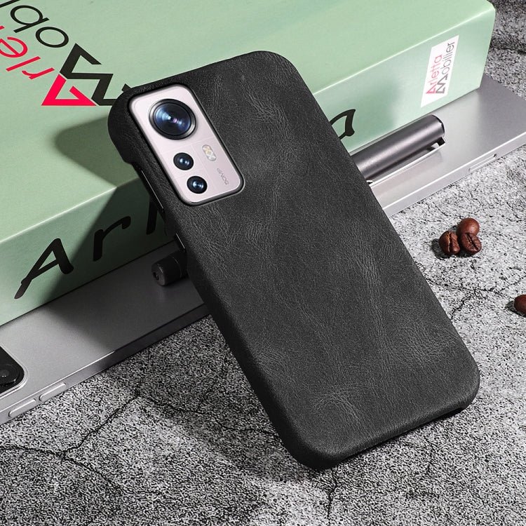 Ring Holder PU Phone Case For Xiaomi 12 Pro(Black)