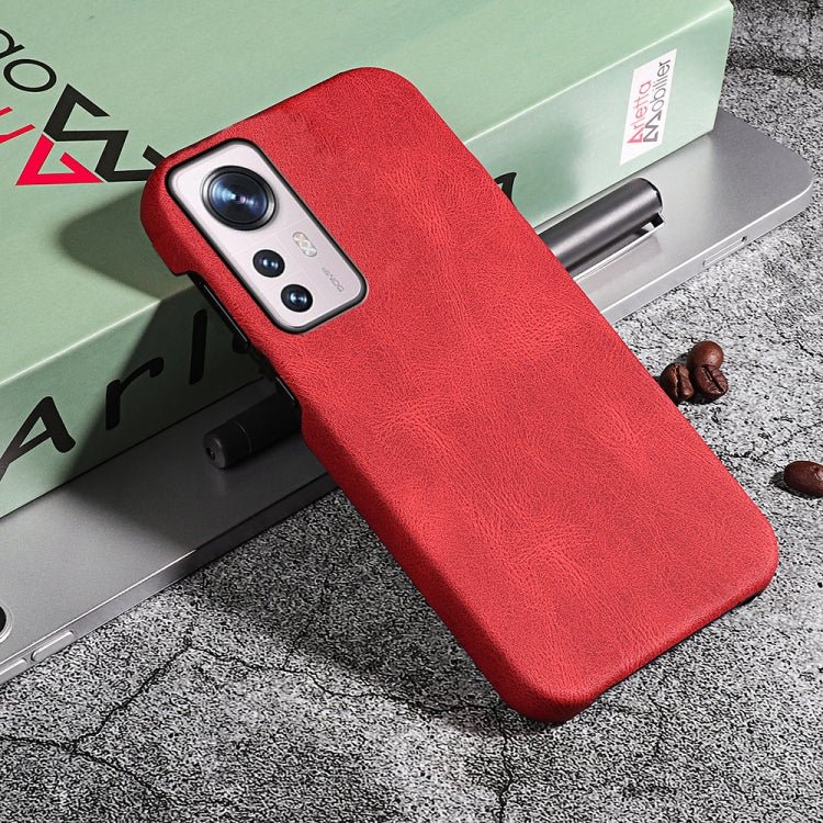Ring Holder PU Phone Case For Xiaomi 12 Pro(Red)
