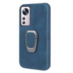 Ring Holder PU Phone Case For Xiaomi 12 Pro(Blue)