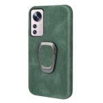 Ring Holder PU Phone Case For Xiaomi 12 Pro(Dark Green)
