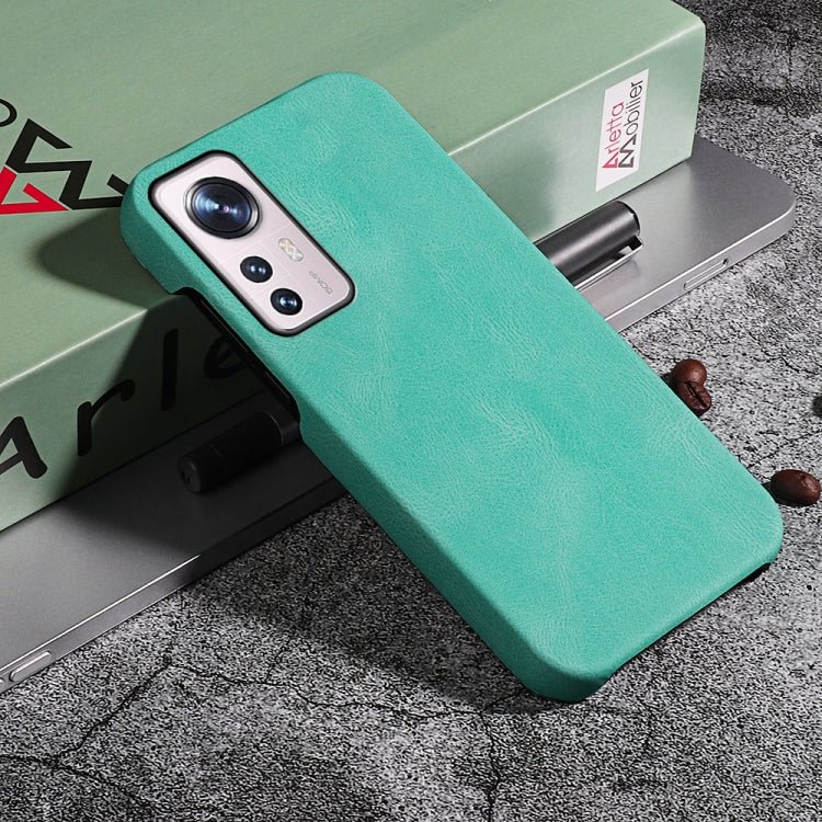 Ring Holder PU Phone Case For Xiaomi 12 Pro(Mint Green)