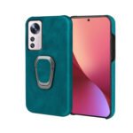 Ring Holder PU Phone Case For Xiaomi 12 Pro(Cyan)