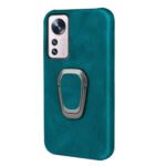 Ring Holder PU Phone Case For Xiaomi 12 Pro(Cyan)