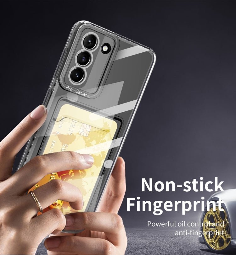 For Samsung Galaxy S21+ 5G Card Bag Shockproof Transparent Phone Case