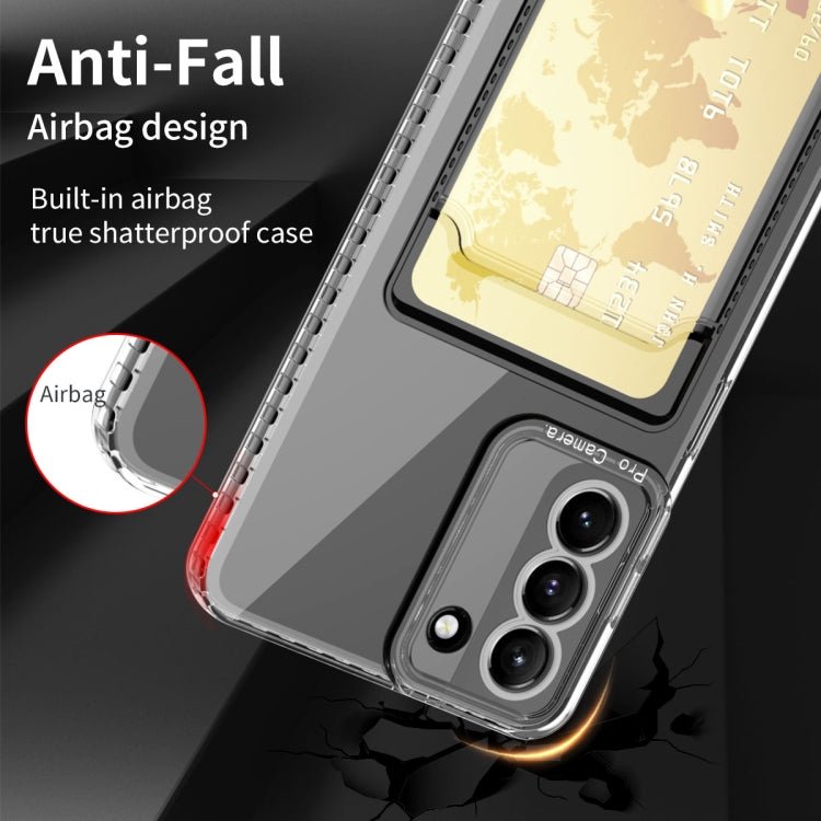For Samsung Galaxy S21+ 5G Card Bag Shockproof Transparent Phone Case