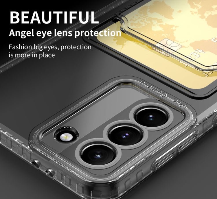 For Samsung Galaxy S21+ 5G Card Bag Shockproof Transparent Phone Case
