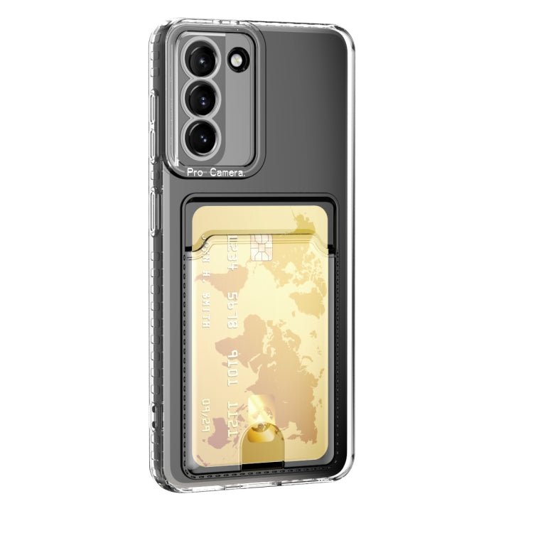 For Samsung Galaxy S21 5G Card Bag Shockproof Transparent Phone Case