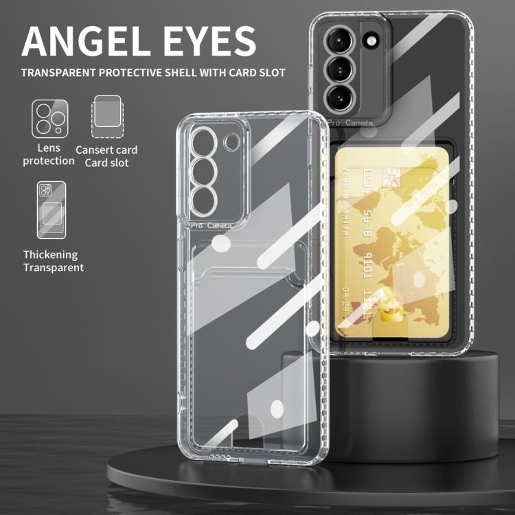 For Samsung Galaxy S21 5G Card Bag Shockproof Transparent Phone Case