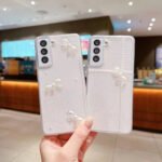 For Samsung Galaxy  S21+ 5G Pearl Bow Glitter Epoxy TPU Phone Case(Cross Knots)