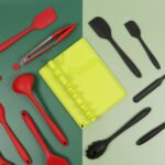 2 in 1 Kitchen Silicone Spoon Holder Shelf Large (Green)