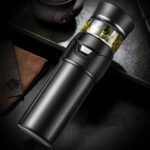 101-500ML Insulation Cup Tea Water Separation Tea Cup,Style: Stainless Steel Black