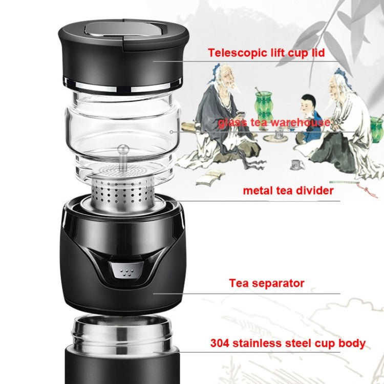 101-500ML Insulation Cup Tea Water Separation Tea Cup,Style: Stainless Steel Black