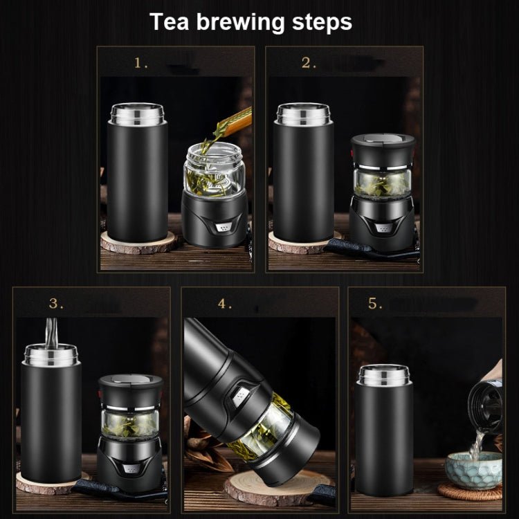 101-500ML Insulation Cup Tea Water Separation Tea Cup,Style: Stainless Steel Black