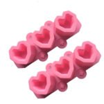 2 PCS 3 Grid Love-shaped Ice Cup Ice Tray Silicone Mold Cake Mold(Pink)