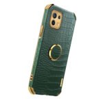 For Xiaomi Mi 11 6D Electroplated TPU Crocodile Pattern Magnetic Leather Case with Ring Holder (Green)