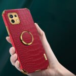 For Xiaomi Mi 11 6D Electroplated TPU Crocodile Pattern Magnetic Leather Case with Ring Holder (Red)