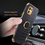 For Xiaomi Mi 11 6D Electroplated TPU Crocodile Pattern Magnetic Leather Case with Ring Holder (Green)